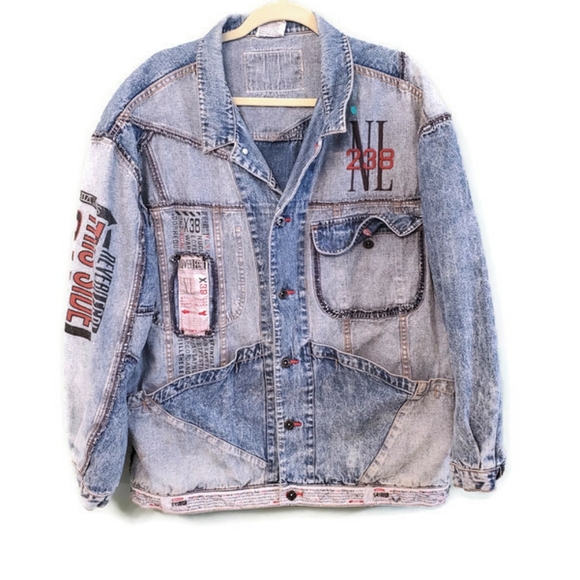 Vintage Other - Vintage Never Legal World Warning Denim Jacket